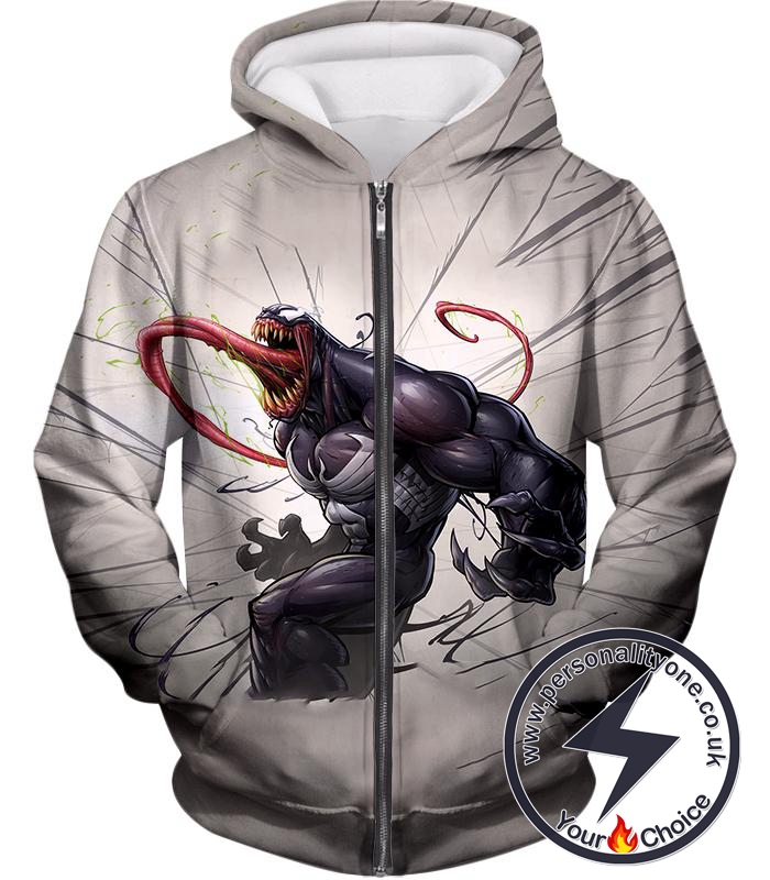 Parasitic Villain Venom White Zip Up Hoodie